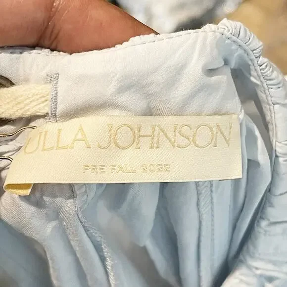 Ulla Johnson Mae Mini Dress Sea Glass Poplin Babydoll Pleated Women's Size 6 NWT - Picture 9 of 13